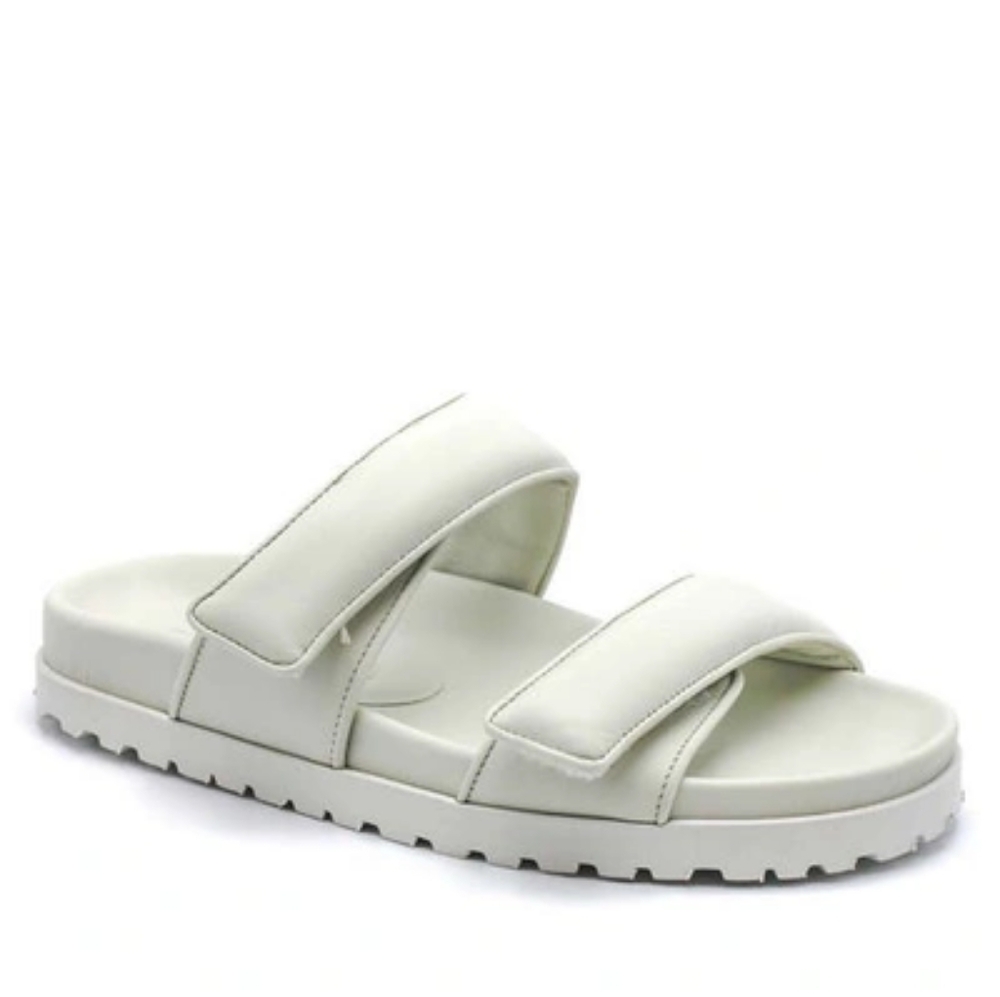 GIA x PERNILLE TEISBACK Leather Double Strap Mules in Light Gray EU 37